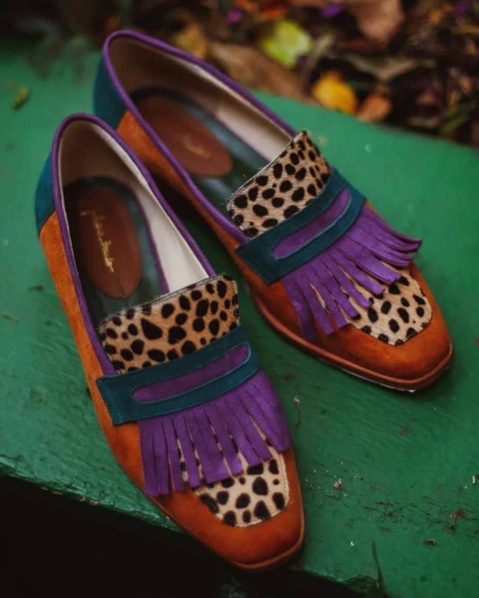 Hallie | Loafer With Fringes And Animal Print - Barbara & Benjamin