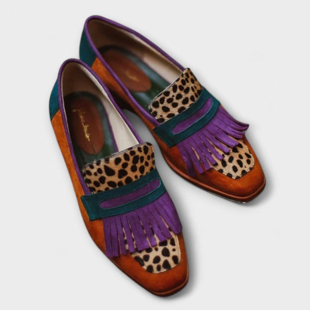 Sophia | Brown Moccasin With Leopard Print - Barbara & Benjamin