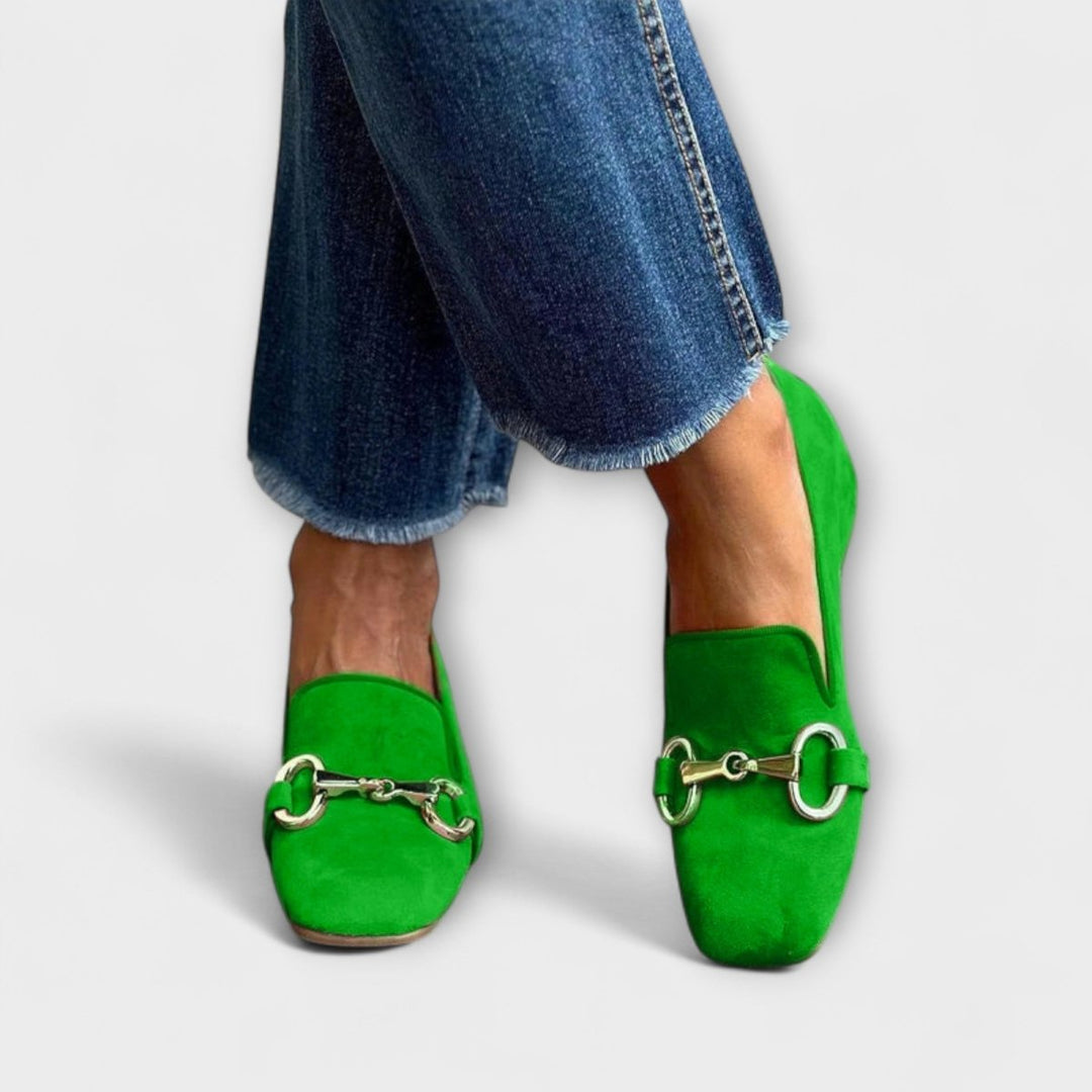 Sophia | Square Toe Loafers With Buckle - Barbara & Benjamin